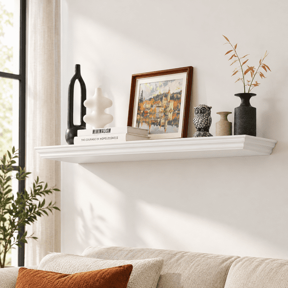 Floating Shelves 40 Inch Long 9.3 Deep Classic Crown Molding For Wall ...
