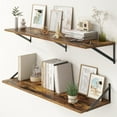 thumbnail image 1 of Floating Shelves 48 Inch Long, 10" Deep Floating Shelves, Black Wall Shelves 48 x 10, Set of 2, Wide Large Display Storage Shelves for Bathroom, Living Room, Rustic Wood Shelves with Brackets, 1 of 13