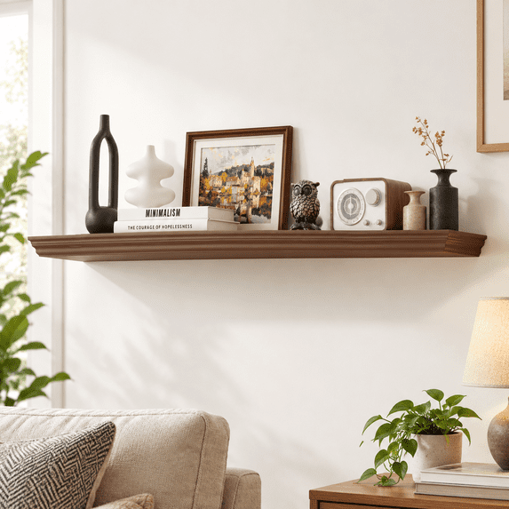 Floating Shelves 48 Inch Long 9.3 Deep Classic Crown Molding For Wall ...