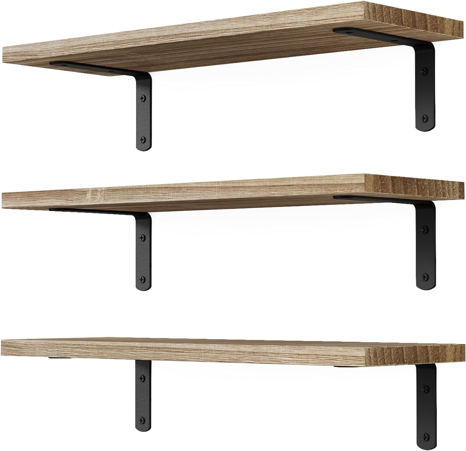 Floating Shelves, 8 Sets Wall Shelves, Wood Floating Shelves for Bedroom Wall Décor, Wall Mounted Floating Bathroom Shelf for Storage, Floating Book Shelf Living Room – Rustic Brown