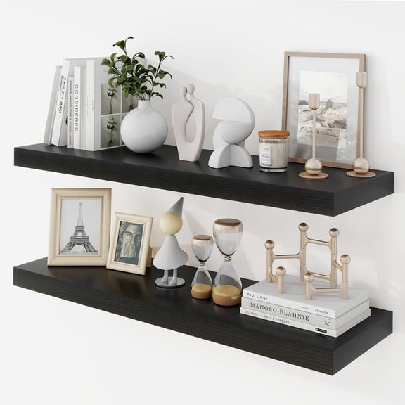 Floating Shelves, 9.3" Deep Floating Shelf 30 Inch, Black