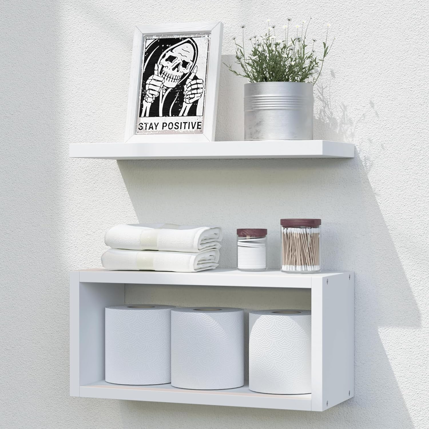 Floating Shelves Bathroom, White Floating Shelves for Wall, Above ...
