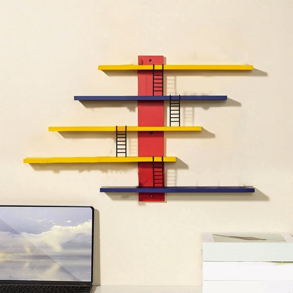 Floating Shelves, Floating Shelves for Wall Display Shelves Rack Hanging Shelf for Collectibles Action Figures Mini Decor, 5-Tier Wood Floating Storage Shelves, Creative Home Decor