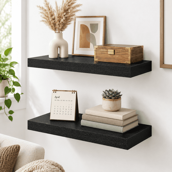 Floating Shelves For Wall 18 Inch Black Set Of 2 9.3