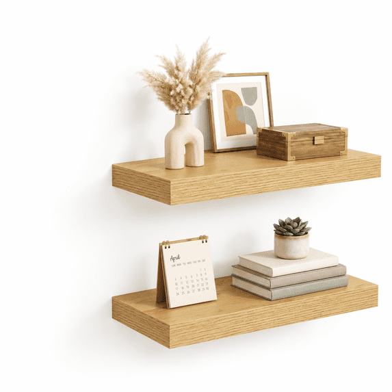 Floating Shelves For Wall 18 Inch Oak Set Of 2 9.3