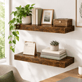 Floating Shelves For Wall 18 Inch Rustic Brown Set Of 2 9.3