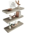 thumbnail image 1 of Floating Shelves for Grey Wood Wall Shelf for Bedroom, 24 Inch Wall Mounted Floating Shelves for Bathroom Living Room Kitchen Office, 1.5" Thick Floating Book Shelves for Wall, Set of 3, 1 of 12
