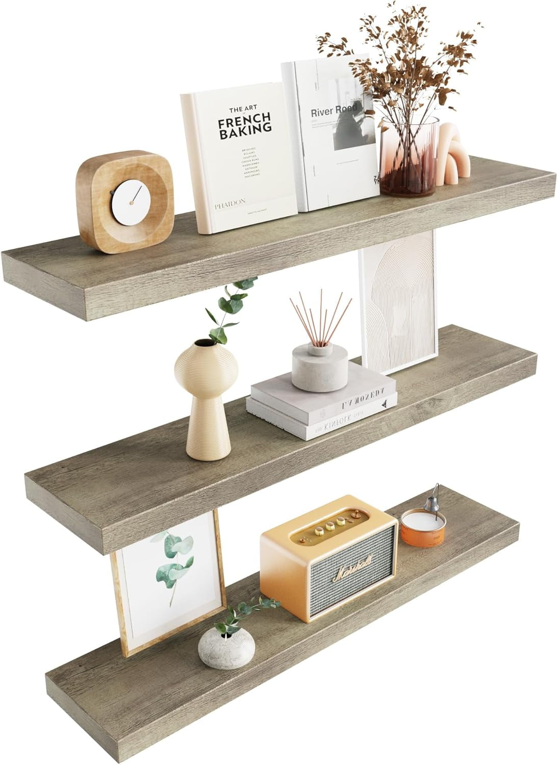 Floating Shelves for Grey Wood Wall Shelf for Bedroom, 36 Inch Wall ...