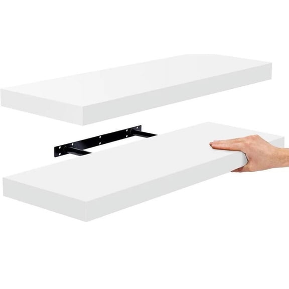 Floating Shelves - Hanging Wall Shelves Decoration - 24" Long - (White)