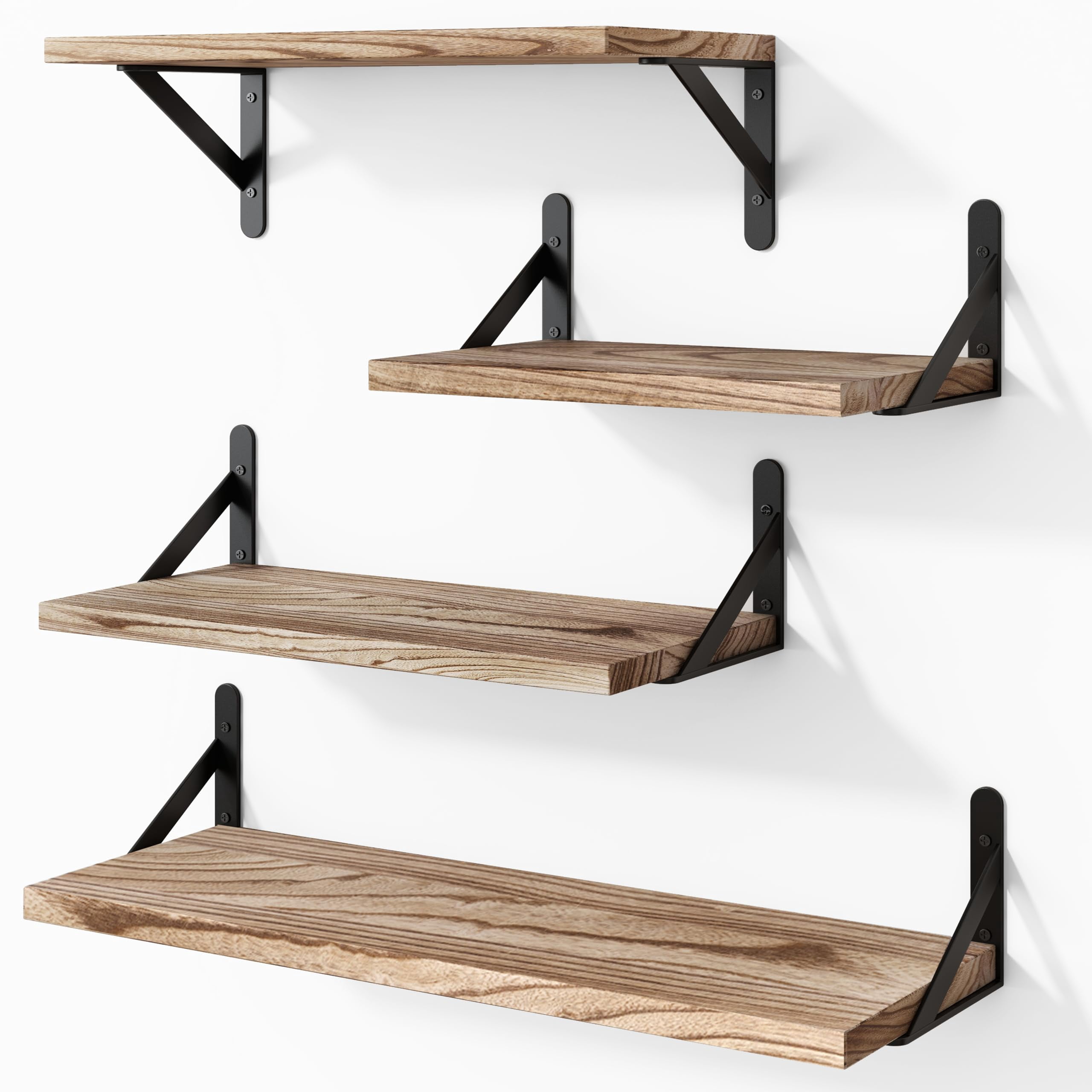Floating Shelves Light Carbonized Brown 16inch Mixed Set of 4 Multi ...