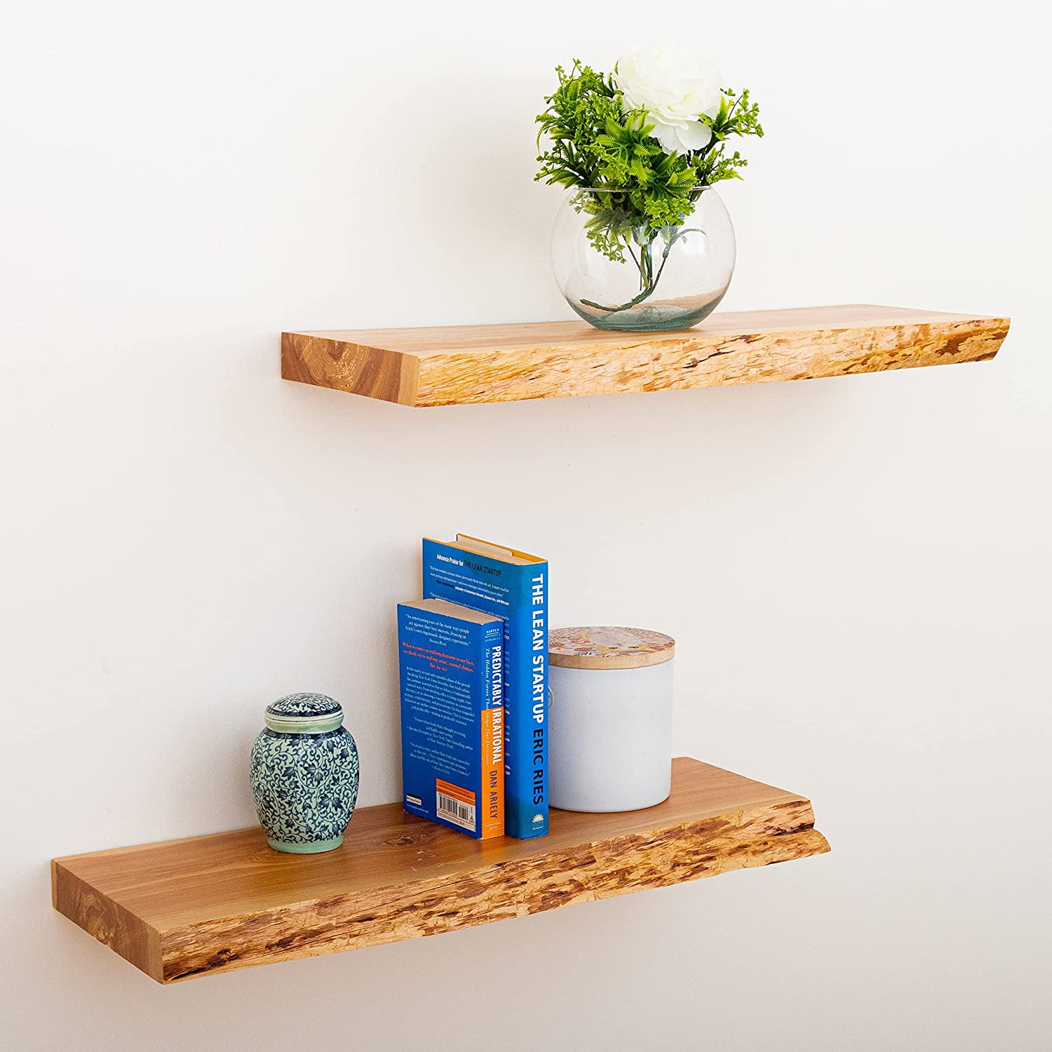 Floating Shelves, Live Edge Wooden Shelf for Farmhouse Wall Decor, Set