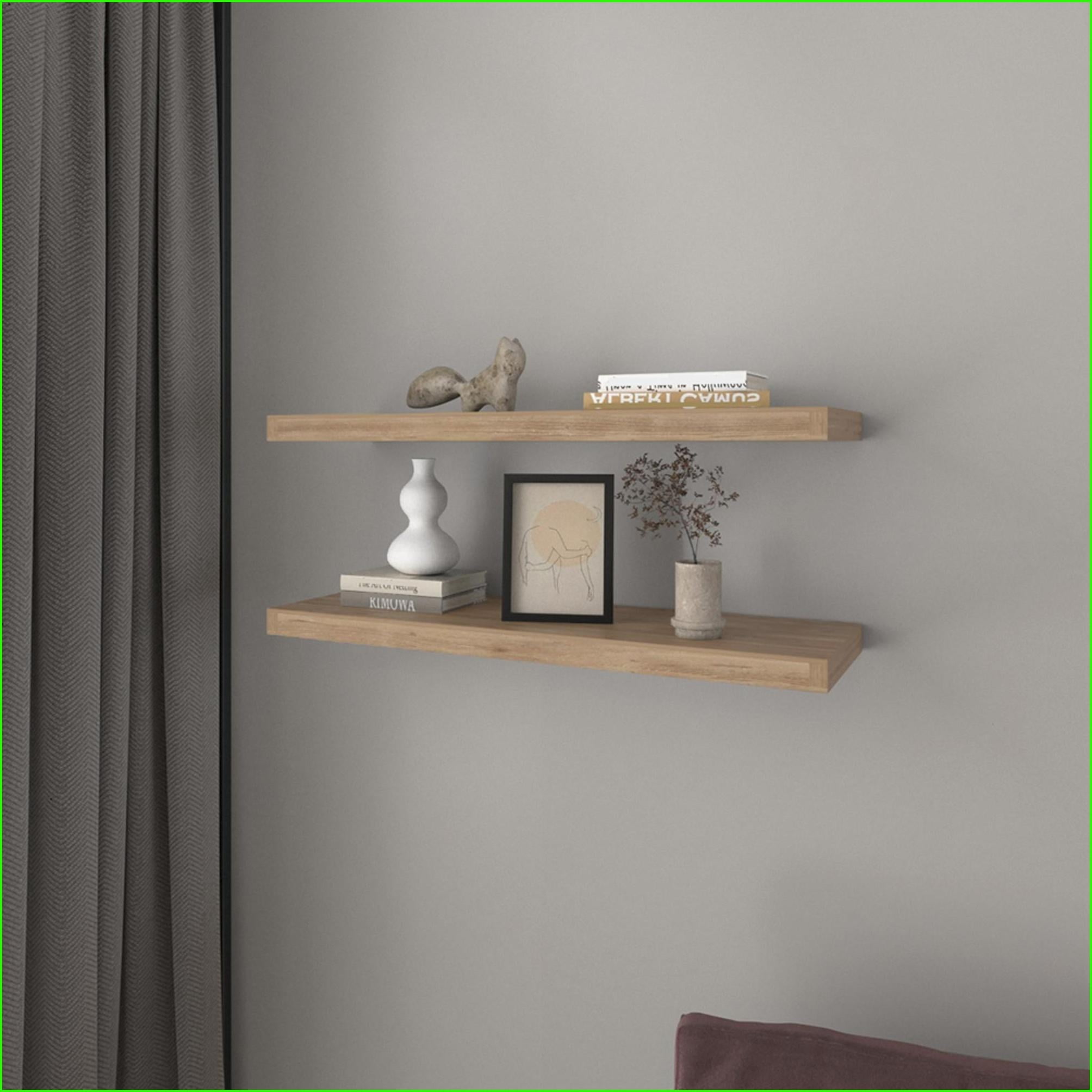 Floating Shelves Modern Set of 2 | Space-Saving Wall Mounted | Engineered Wood, Beige