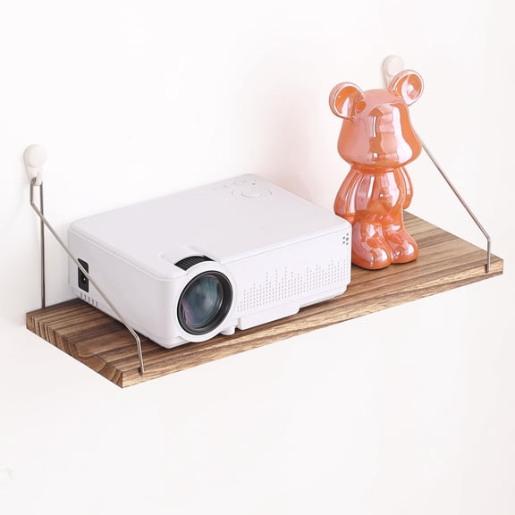 Floating Shelves for Projector 15.75 * 6 Inch 1 Set Wooden Shelf for Wall No Drill Wall Mounted Under TV Shelf for Storage Hanging Shelf for Bathroom Living Room Bedroom Kitchen (Black)