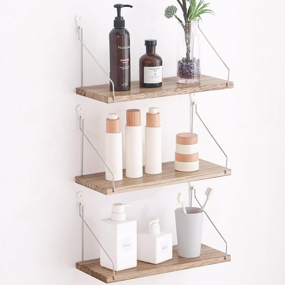 Floating Shelves for Projector 15.75 * 6 Inch 1 Set Wooden Shelf for Wall No Drill Wall Mounted Under TV Shelf for Storage Hanging Shelf for Bathroom Living Room Bedroom Kitchen (Black)