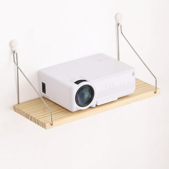 Floating Shelves for Projector 15.75 * 6 Inch 1 Set Wooden Shelf for Wall No Drill Wall Mounted Under TV Shelf for Storage Hanging Shelf for Bathroom Living Room Bedroom Kitchen (Black)