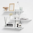 thumbnail image 1 of Floating Shelves, Set of 3 Wooden Hanging Shelves for Bathroom and Bedroom Storage, Decorative Wall-Mounted Display Shelf for Plants, Books, Pictures, White, 1 of 9