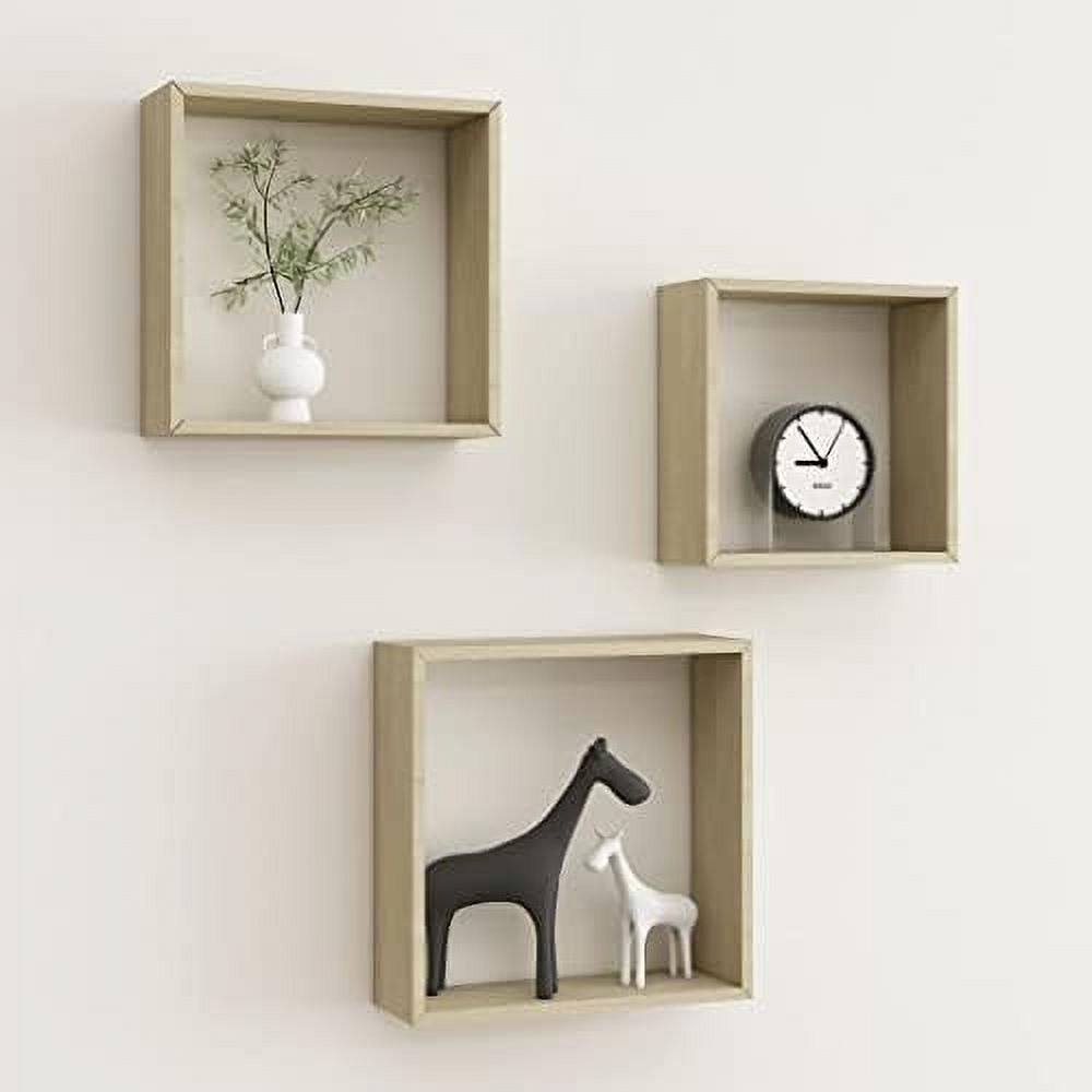 Floating Shelves Set of 3 Square Cube Wall Mounted Shelves Easyto