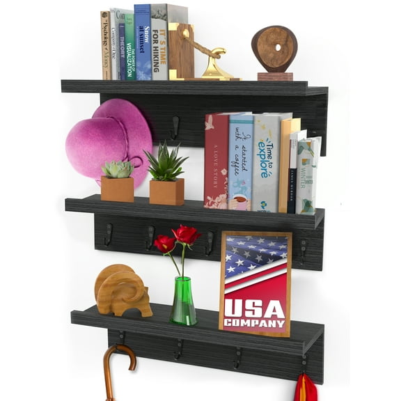 Floating Shelves, Set of 3 Wall Shelves (Multiple Sizes & Colors) by Icona Bay
