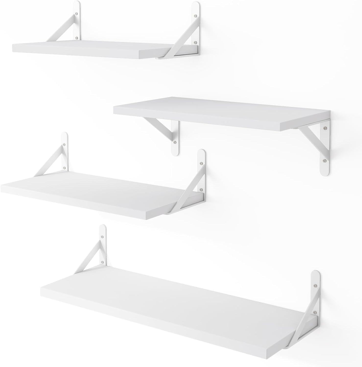 Floating Shelves Set of 4 for Wall, White Wall Shelves Different Sizes