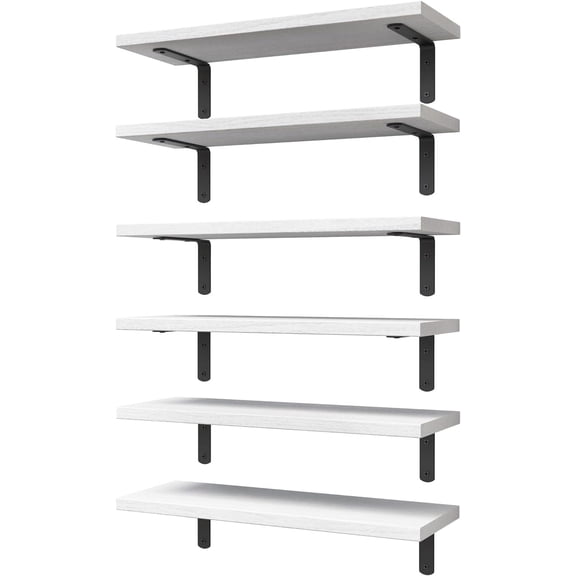 Floating Shelves Set of 6 for Wall Decor & Storage, White