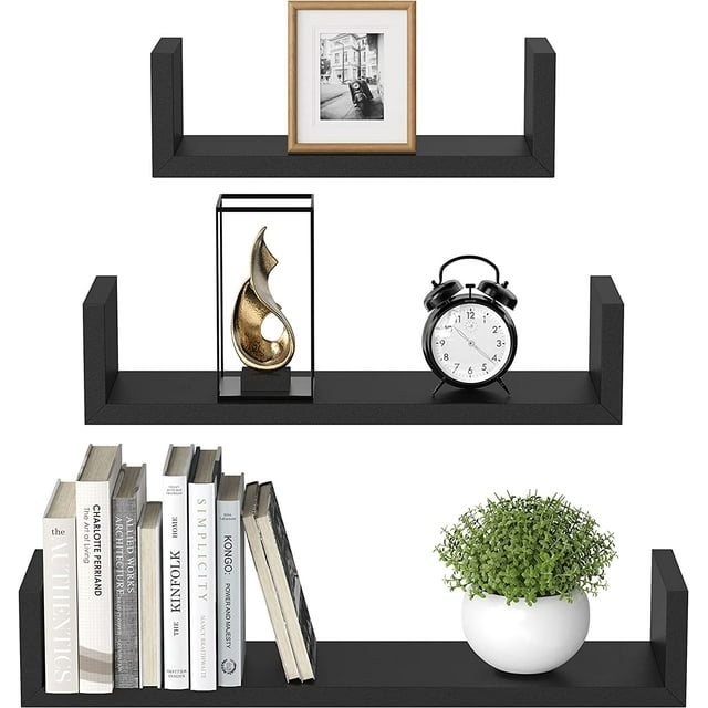 Floating Shelves U-Shaped, Wall Shelf, Black Floating Shelves for ...