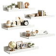 thumbnail image 1 of Sindcom 16inch Floating Shelves for Wall, Wall Shelves for Decor Storage, Wall Mounted Wood Shelves for Bedroom, Living Room, Bathroom, Kitchen, Picture Ledge Shelves, 5 Pack, White, 1 of 8