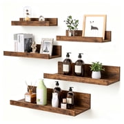 Floating Shelves, Sindcom Home Wood Shelf Wall Mounted, Set of 5, Multiple Sizes, Brown