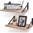 thumbnail image 1 of Floating Shelves for Wall, 12 Inch Deep Floating Shelves Set of 2, 16W x 12D Rustic Farmhouse Shelves Wide Display Ledges for Living Room Kitchen Bathroom Bedroom - Carbonized Black, 1 of 13
