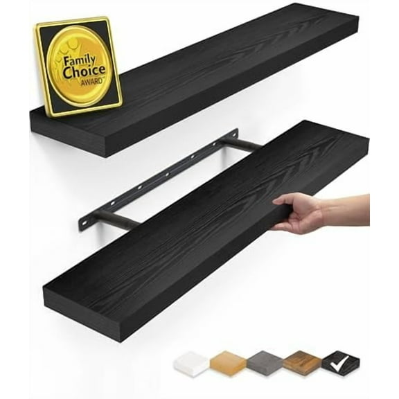 Floating Shelves for Wall, 22.5 inches Black Wall Shelves for Bathroom, Bedroom, Living Room, Kitchen & Book, Hanging Display Decor Organizer Shelf with 22 lbs Capacity