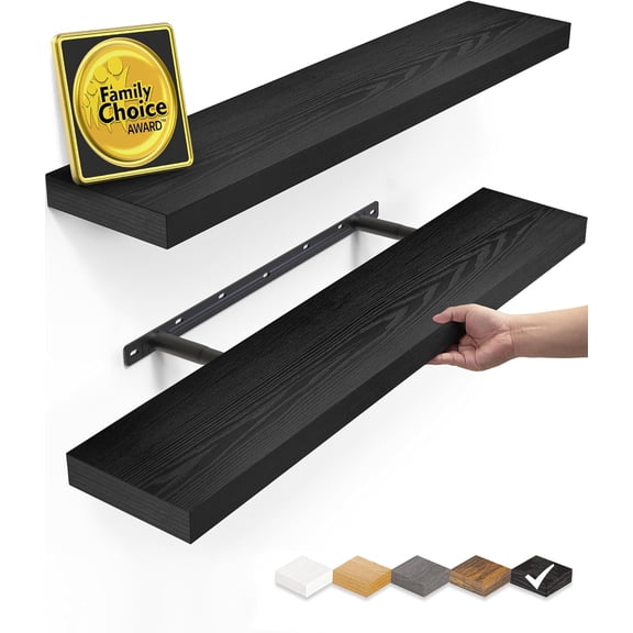 Floating Shelves for Wall, 22.5 inches Black Wall Shelves for Bathroom, Bedroom, Living Room, Kitchen & Book, Hanging Display Decor Organizer Shelf with 22 lbs Capacity