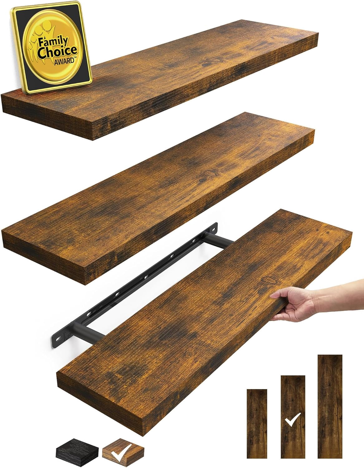 Floating Shelves for Wall, 22.5 inches Wall Mounted Rustic Wood Shelves ...