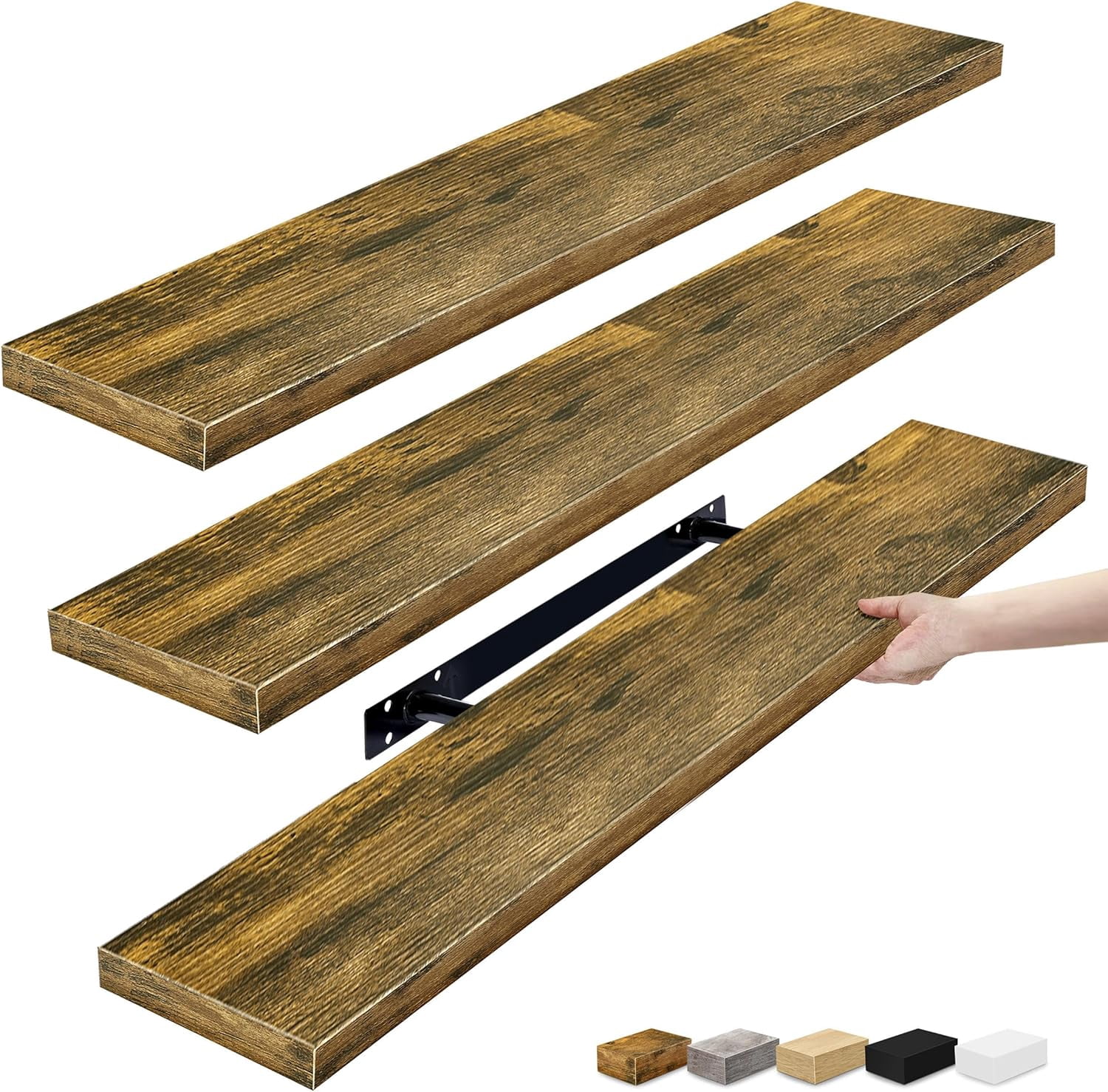Floating Shelves for Wall - 3 Long Floating Shelves for Bedroom Living ...