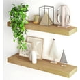 thumbnail image 1 of Floating Shelves for Wall, 32Inch Floating Shelves Set of 2, Hanging Shelf with Invisible Brackets, Wood Shelves for Living Room, Bedroom, Kitchen, Oak, 1 of 13