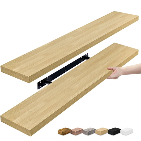 Floating Shelves for Wall - 35 Inch Long Bathroom Shelves, Wall Decor for Bedroom, Kitchen, Living Room & Book Storage - Mounted Floating Shelf with Invisible Brackets ( 2 Pack) | Long Wall Shelves