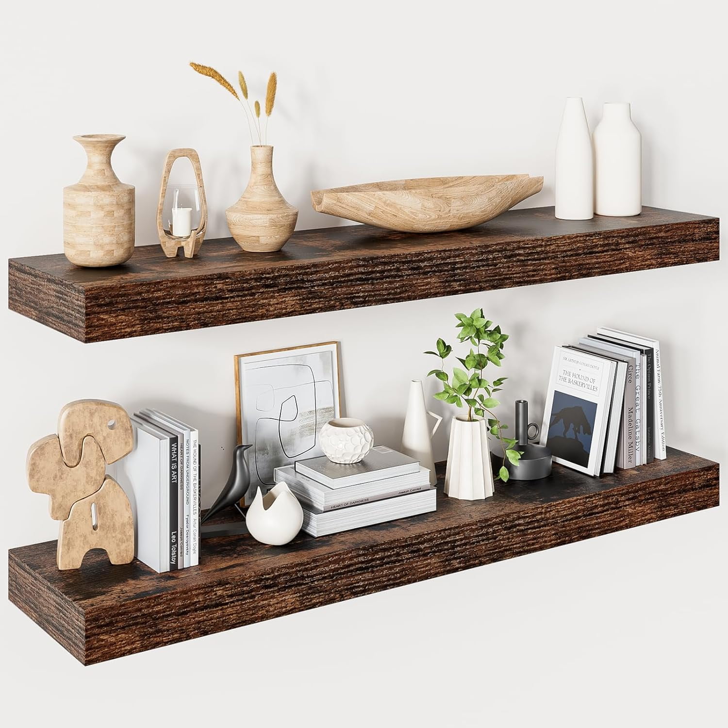 Floating Shelves for Wall 36 Inches Long,9.3" Deep Rustic Brown ...