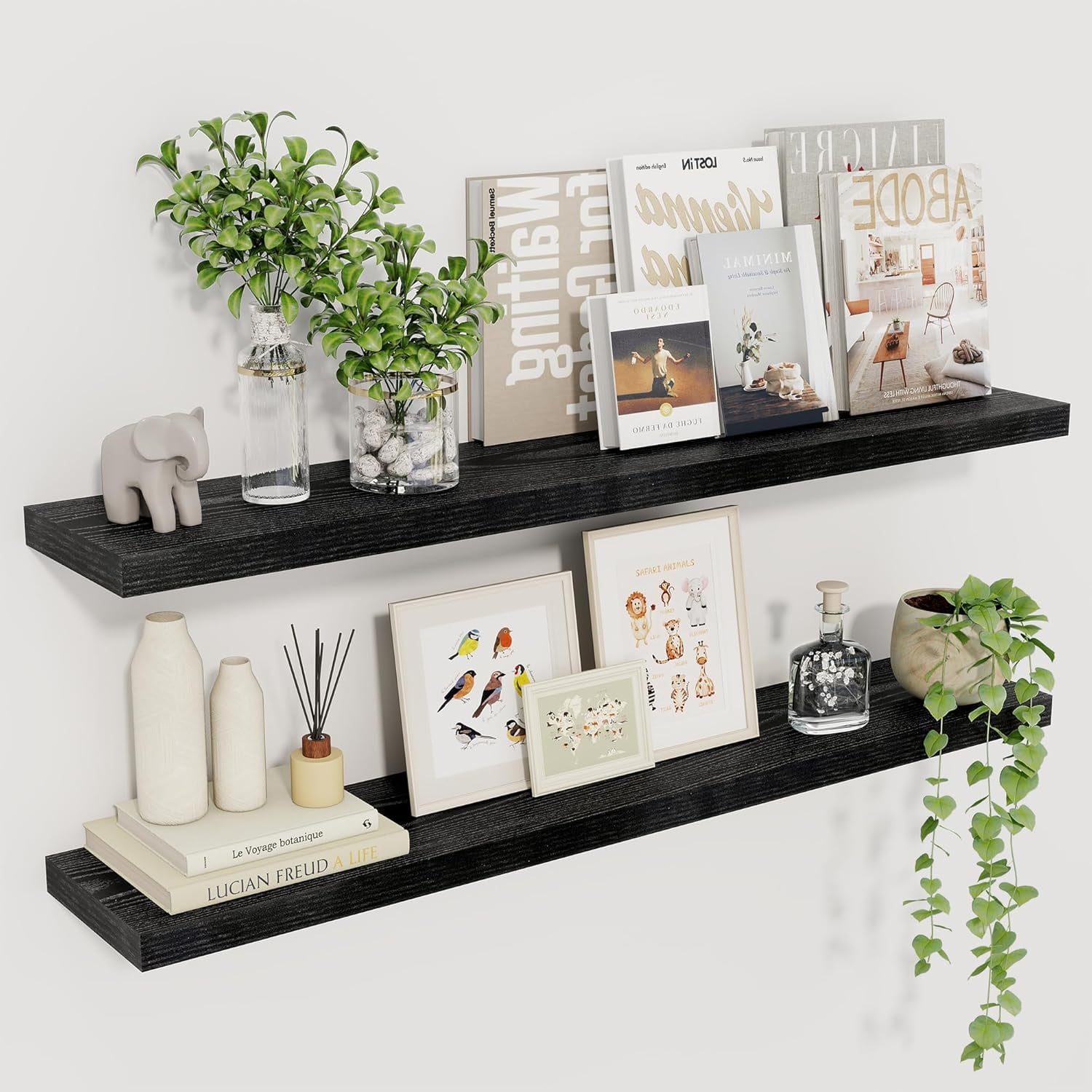 Floating Shelves for Wall, 36" Rustic Wood Deep Wall Mounted Shelves ...