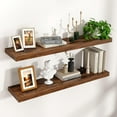 thumbnail image 1 of Floating Shelves for Wall, 36"W x 8"D x 1.5"H, 2 Pack of Long Wall Mounted Engineered Wood Shelves with Invisible Brackets for Living Room, Bedroom, Bathroom, Kitchen Decor and Storage, Rustic Brown, 1 of 14