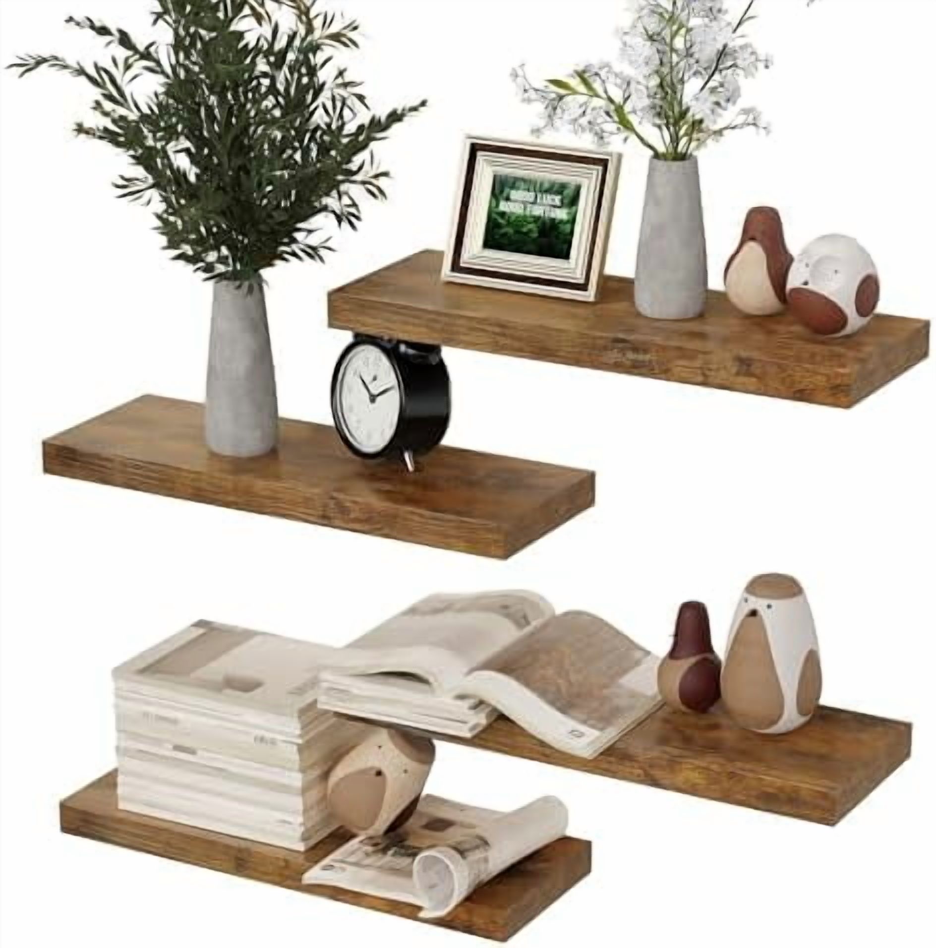 Shelf Set Floating Shelves for Wall, 4 Sets Modern Storage Shelves, Display ...