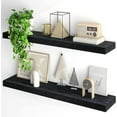 thumbnail image 1 of Floating Shelves for Wall, 40Inch Floating Shelves Set of 2, Hanging Shelf with Invisible Brackets, Wood Shelves for Living Room, Bedroom, Kitchen, Black, 1 of 11