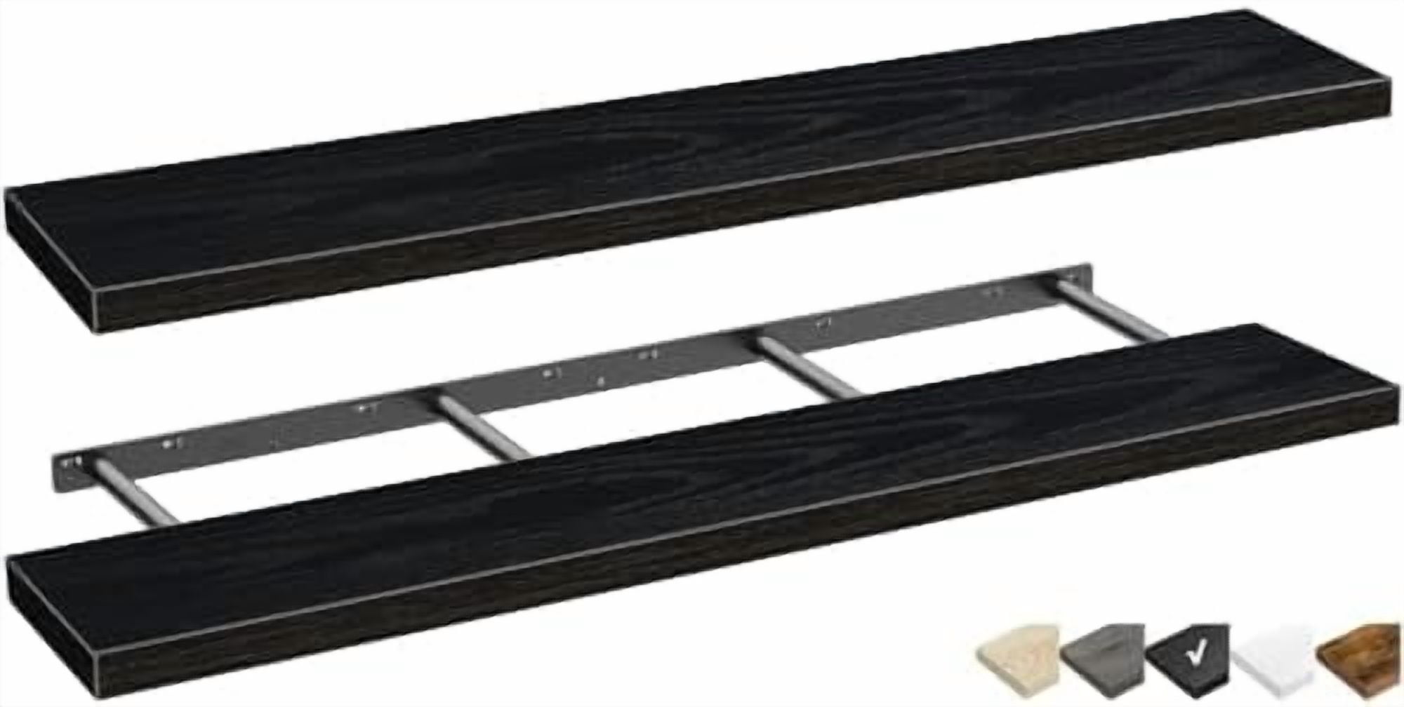 Floating Shelves for Wall 55.1" Extra Long - Wall Mounted Shelf Bathroom Kitchen Living Room Bedroom Farmhouse Home Decor Display Bookshelf Large 55.1 x 9.3 inch Set of 2, Black (008-140B)