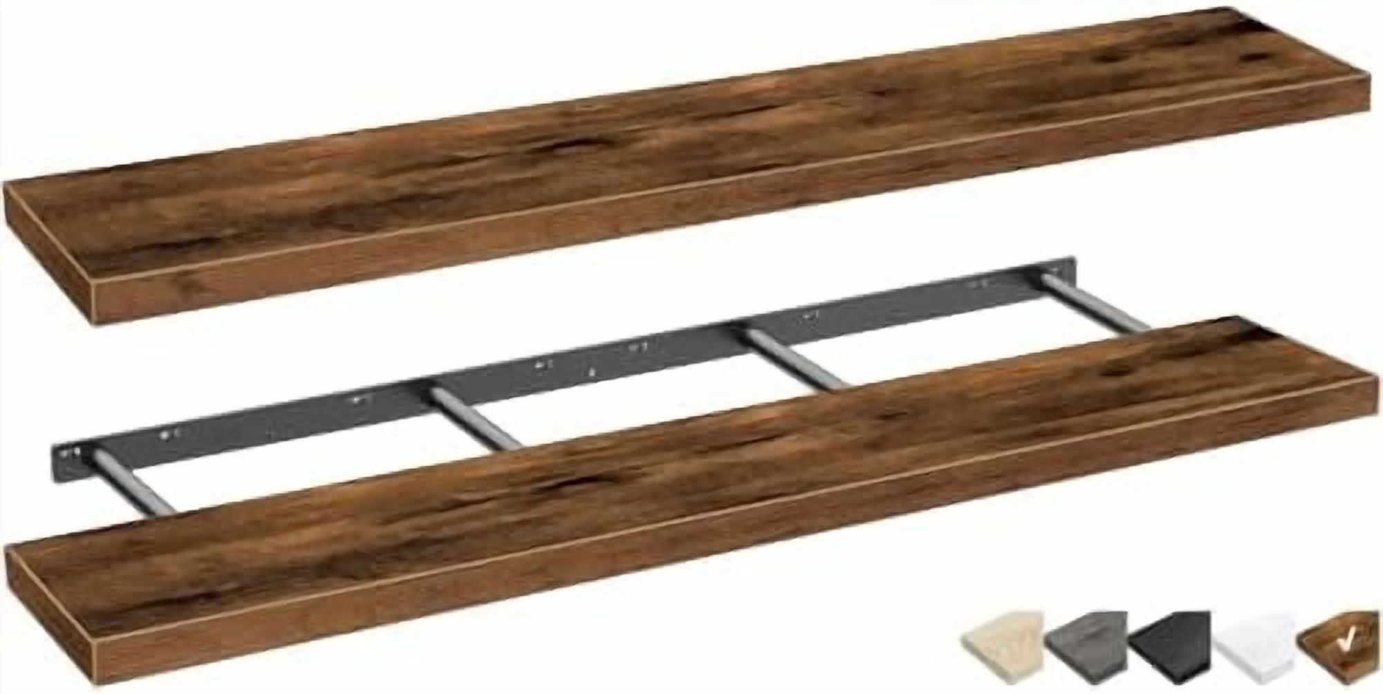Floating Shelves for Wall 55.1" Extra Long - Wall Shelf Bathroom Kitchen Living Room Bedroom Farmhouse Home Decor Display Bookshelf Large 55.1 x 9.3 inch Set of 2, Rustic Brown (008-140BN)