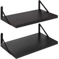 thumbnail image 1 of Floating Shelves Wall Bookshelf for Bedroom Bathroom Living Room Wood Wall Mounted Wide Deep Storage, Black Painted 24 Inch Wall Shelves Set of 2, 1 of 14