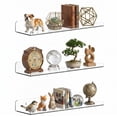 thumbnail image 1 of Floating Shelves for Wall Decor, 15" Extra Clear Acrylic Shelves Set of 3, Invisible Wall Mounted Display Shelving for Bedroom, Living Room, Kitchen, Bathroom, 1 of 10