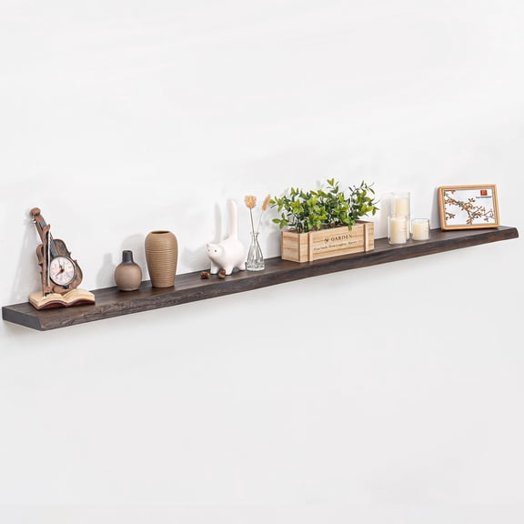 Floating Shelves for Wall, Live Edge 40"W x 9.3"D x 1.5"H Wood Floating Shelf, Set of 2 with Invisible Heavy-Duty Metal Bracket, Deep Floating Shelf for Living Room Kitchen, Natural Finish