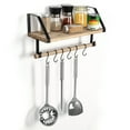 thumbnail image 1 of Floating Shelves Wall Mount for Kitchen Home with 6 Hooks Storage, Rustic Wood, 1 of 3