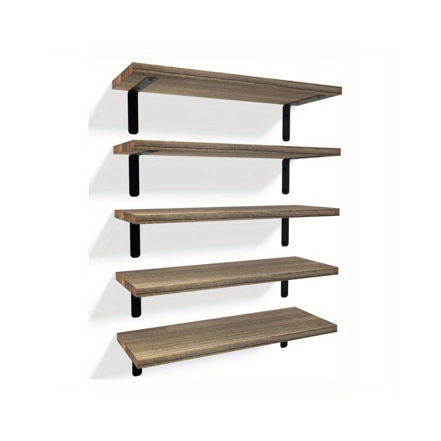 Floating Shelves Wall Mounted,16" Wood Wall Shelf Set of 5 Ideal for Living Room, Kitchen, Bedroom, Bathroom Storage, Wall Decor, Frames and Trophy Displays