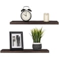 thumbnail image 1 of Floating Shelves, Wall Mounted, Modern Rustic All Wood Wall Shelves, Set of 2 for Bedroom, Bathroom, Family Room, Kitchen with Decorative Iron End Cap - 24 x 8 x 1 inches, 1 of 8