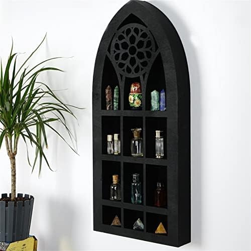 Floating Shelves Wall Mounted Old Church Window Crystal Wall Shelf Wall Hanging Gothic Boho Black Creative Essential Oil Shelf for Living Room, Bathroom$$Home Decor, Kitchen, & Other