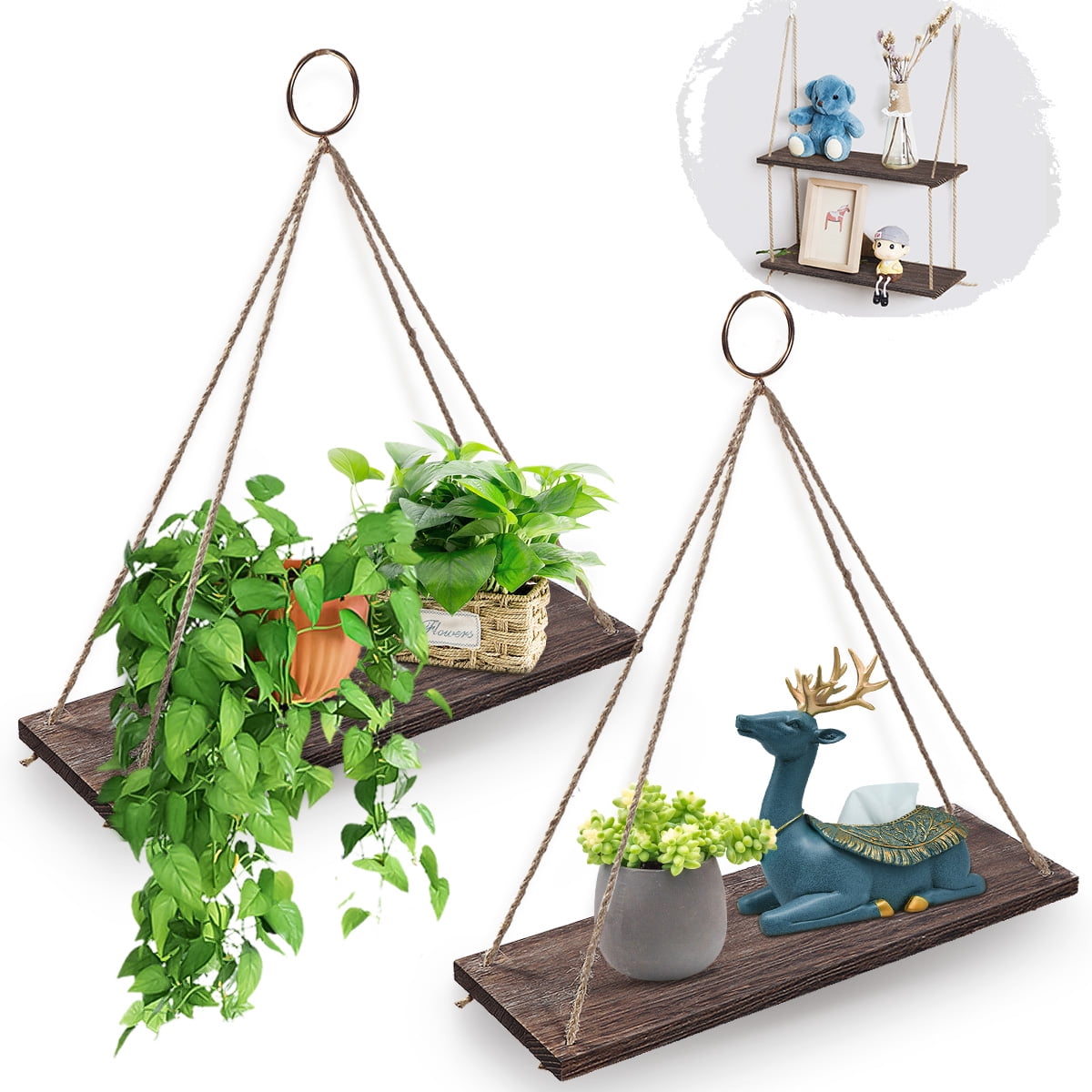 Floating Shelves Wall Mounted, Set of 3 Rustic Wood Wall Storage