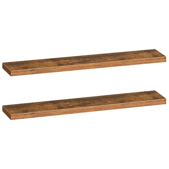 Floating Shelves For Wall Mounted Shelf Set Of 2 55" Hanging With Invisible Brackets In Bathroom Bedroom Toilet Kitchen Living Room Office Rustic Brown Bf140bjp201